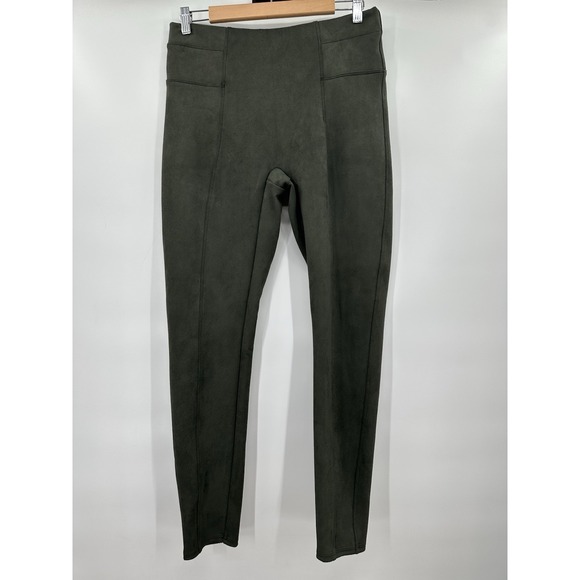 Spanx Faux Suede Leggings Women's XL Olive Green Pull On Shaping‎ Casual 20322R - Picture 2 of 5